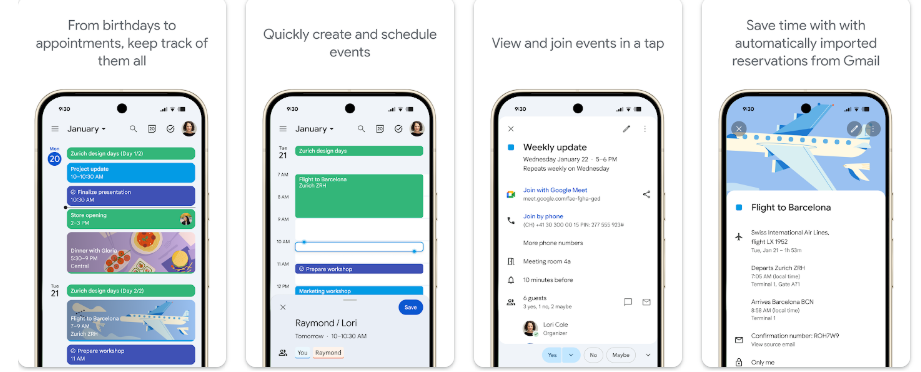 Aplikacja Kalendarz Google